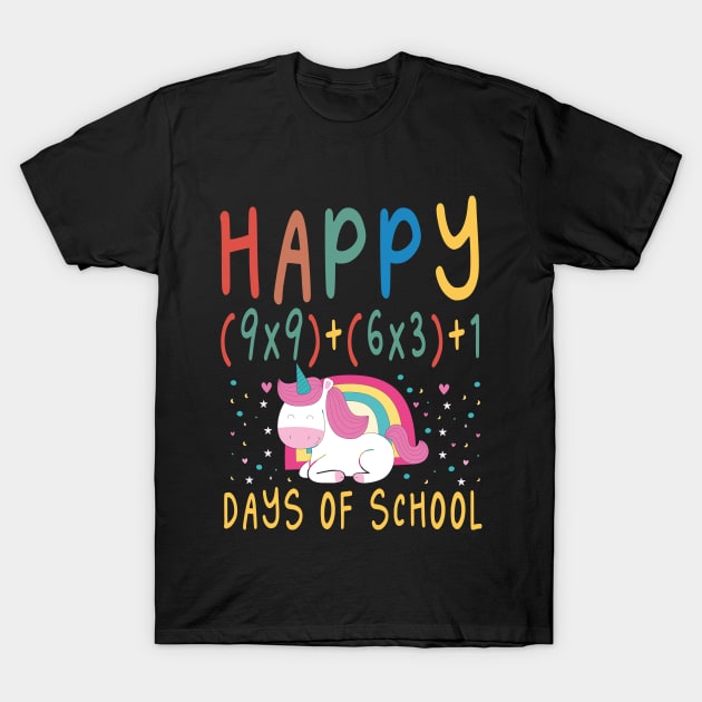 Happy 100 Days Of School Math Formula / 100th Day of Virual School / 100 Days of School / Virtual Learning / Cute Gift for Boys and Girls / Cute unicorn / Virual Teacher T-Shirt by First look